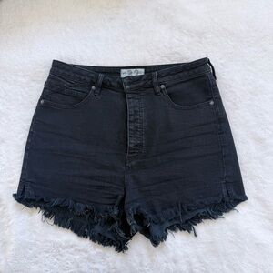 We The Free Black Frayed Jean Shorts